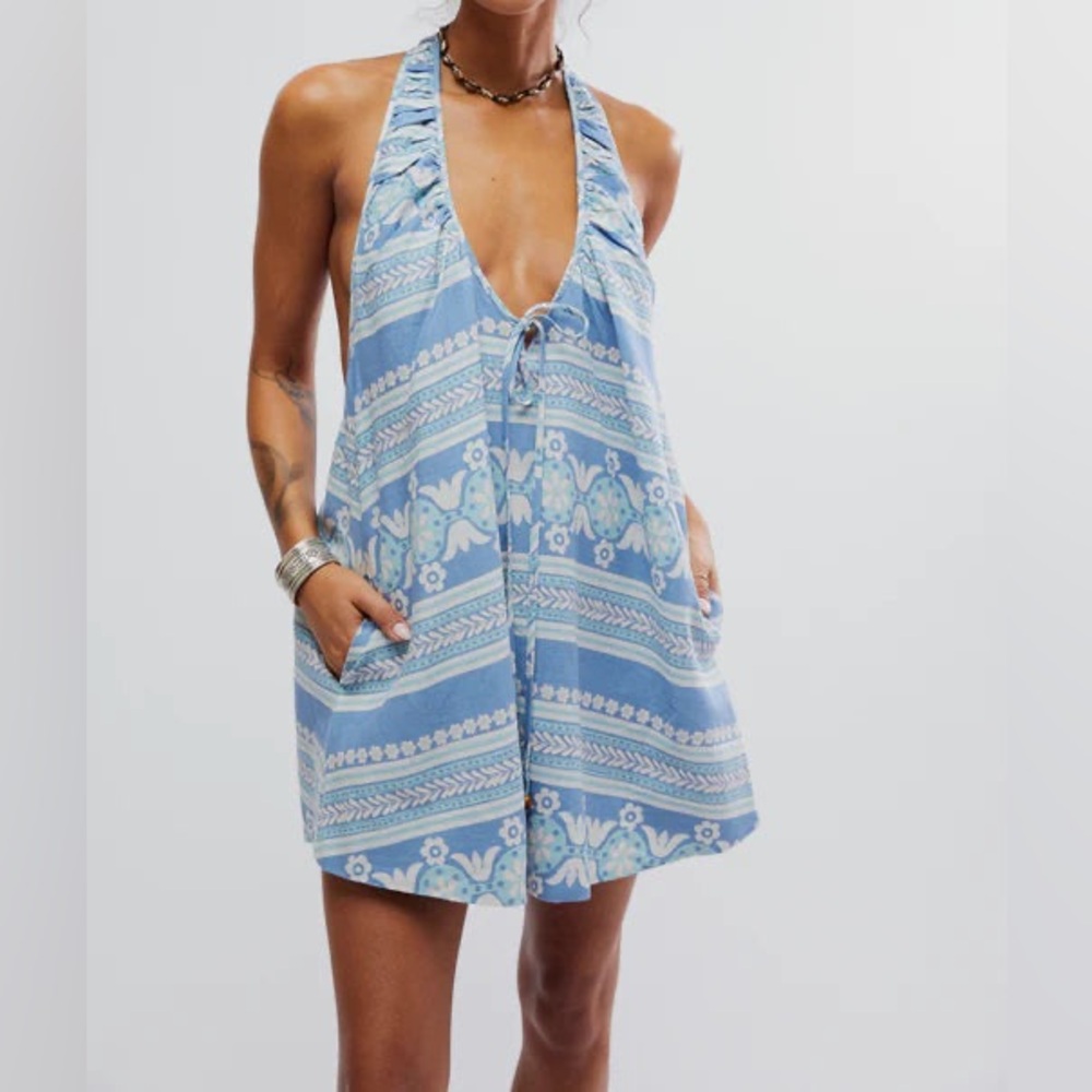 NWT FREE PEOPLE FISHER MINI DRESS - RIVERSIDE COMBO Medium